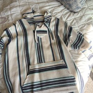 Original Senior Lopez Cream and Blue Striped Hoodie